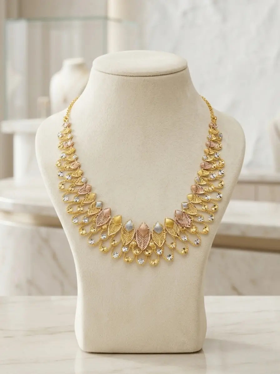 Turkish Gold Multicolour Leaf Necklace | Nidal Jewels