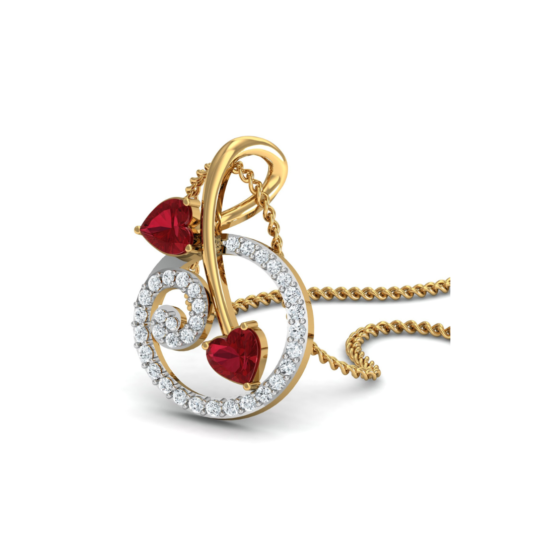 Nidal Jewels | Garnet Bouqet Gold and Diamond Pendant Set