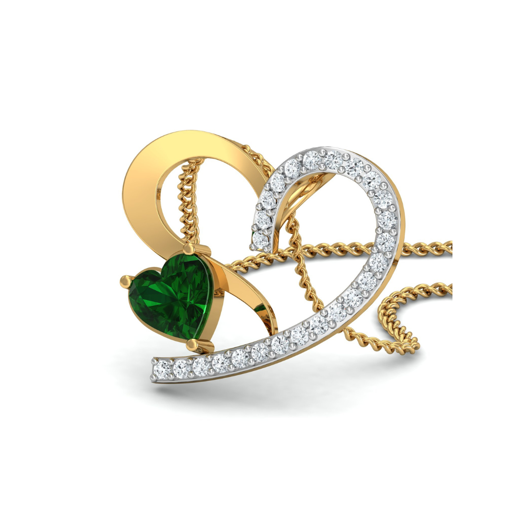 Nidal Jewels | Evergreen Heart  Gold and Diamond Pendant Set