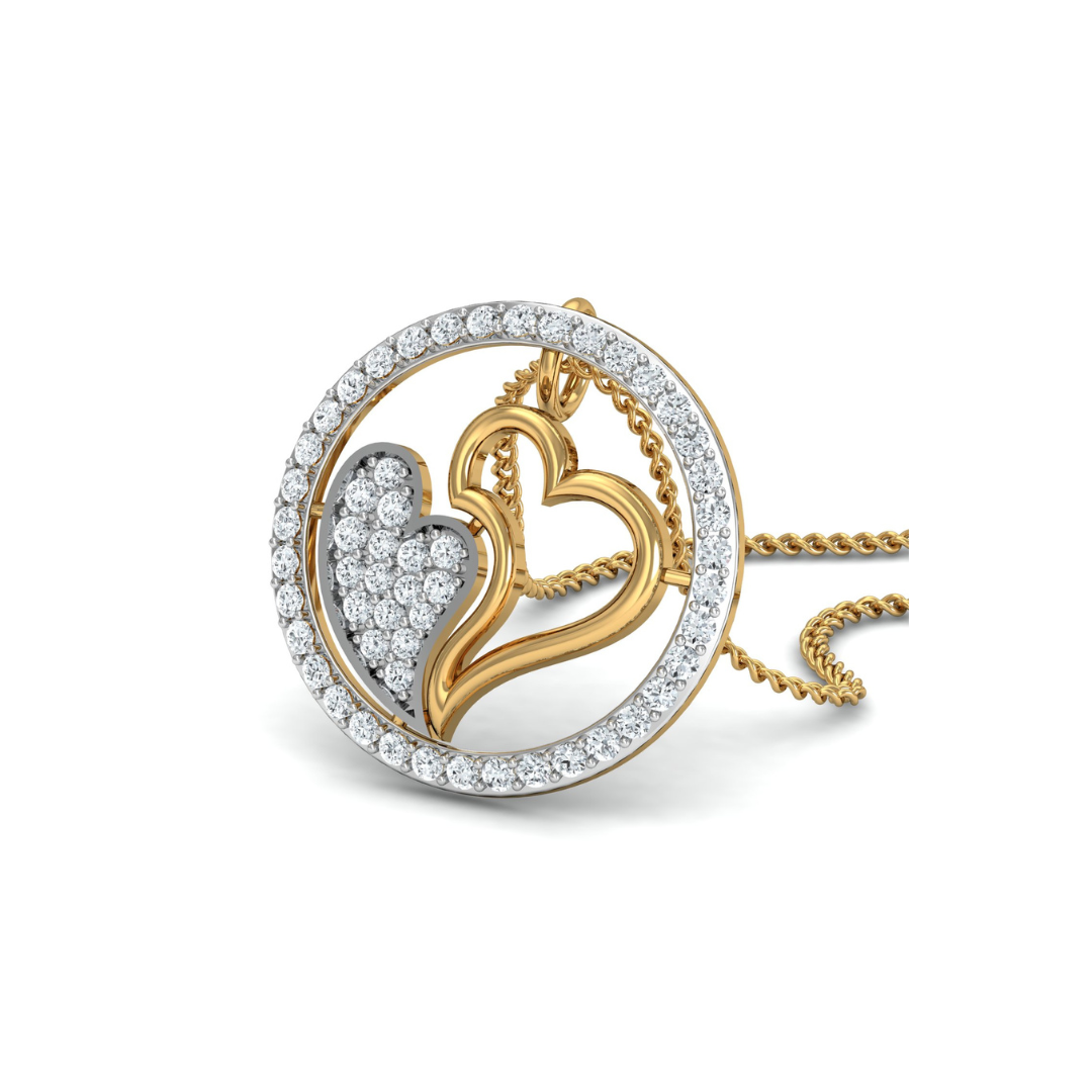 Nidal Jewels | Dual Hearts Gold and Diamond Pendant Set