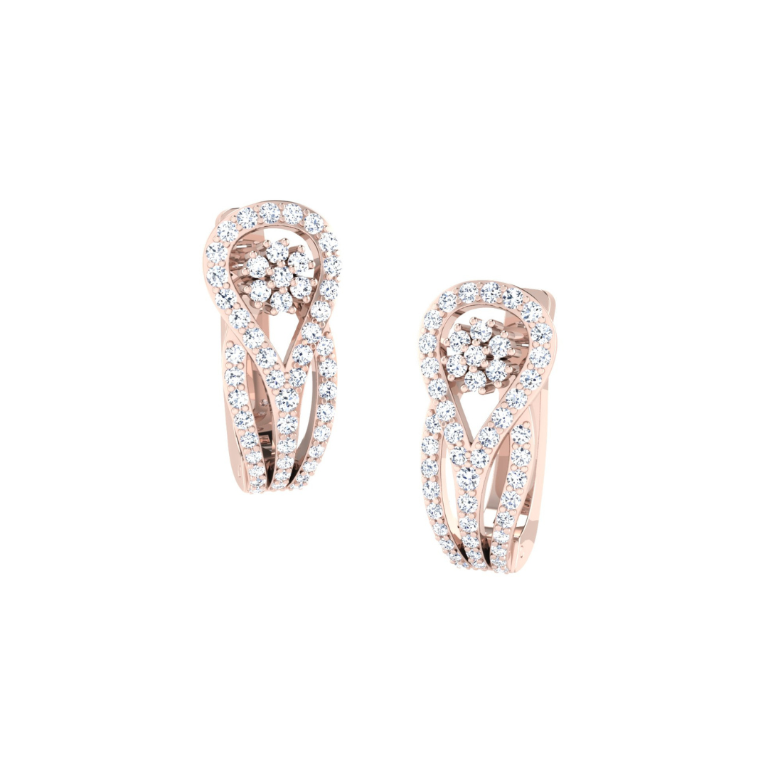 Nidal Jewels | Fusion White Gold Floral Diamond Hoops - Nidal Jewels