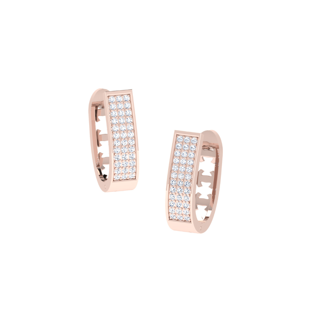 Nidal Jewels | Urban Edge Oblong Diamond & Rose Gold Hoops - Nidal Jewels
