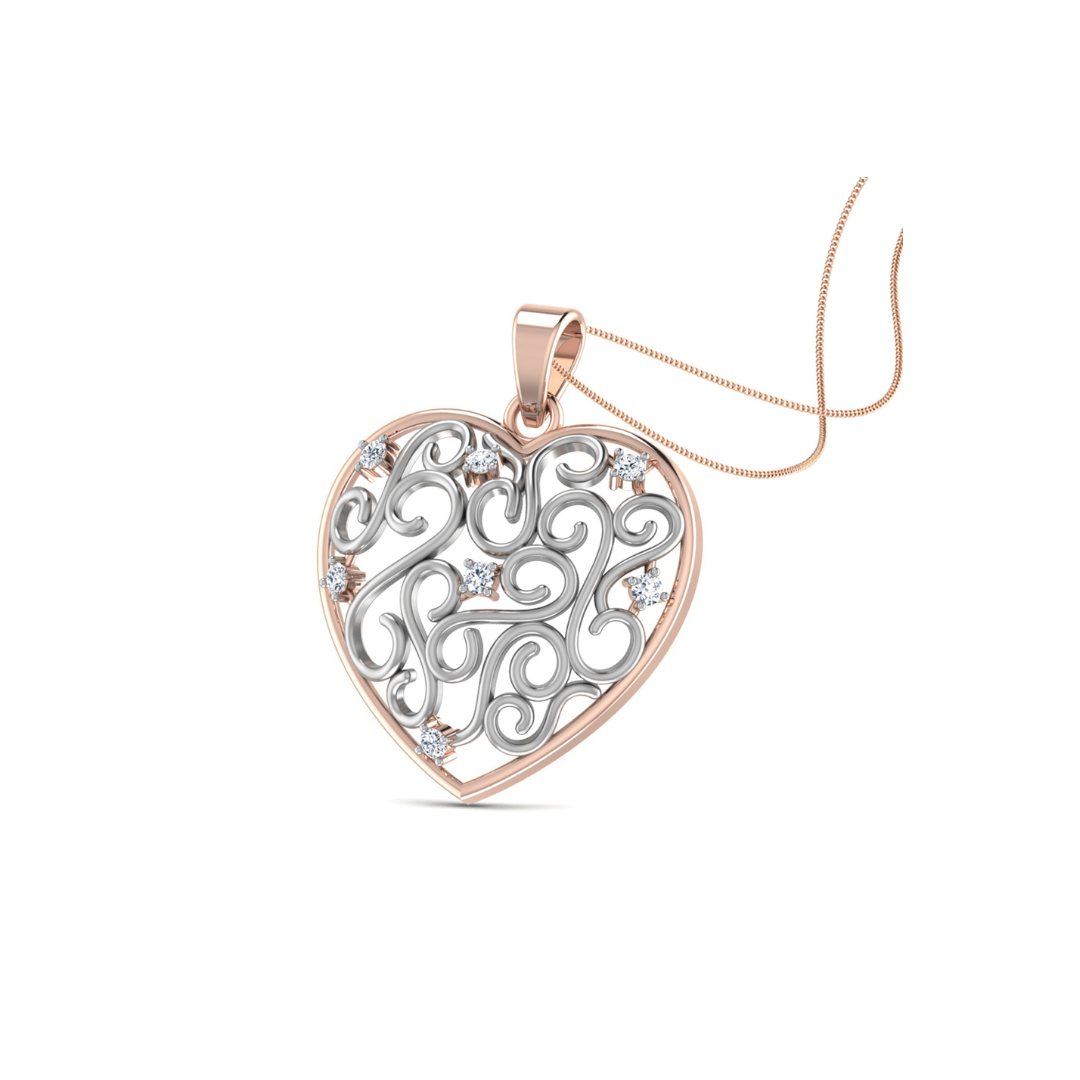 Nidal Jewels | Lace Heart Pendant Rosegold and Diamond Pendant