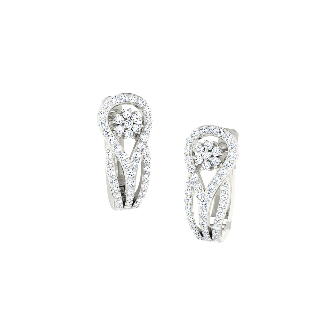 Nidal Jewels | Fusion White Gold Floral Diamond Hoops - Nidal Jewels