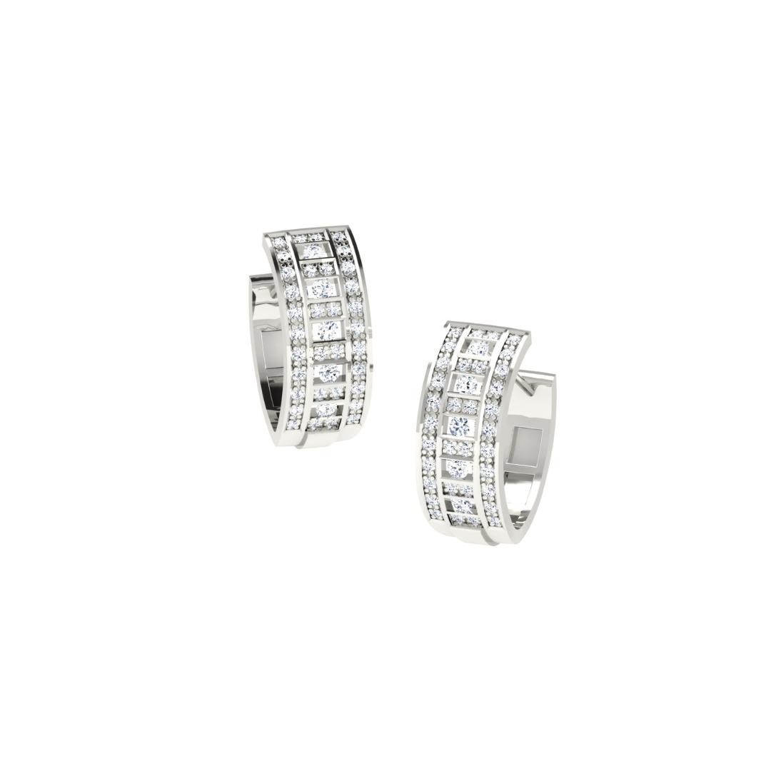 Nidal Jewels | Modern Mosaic White Gold Hoops - Nidal Jewels