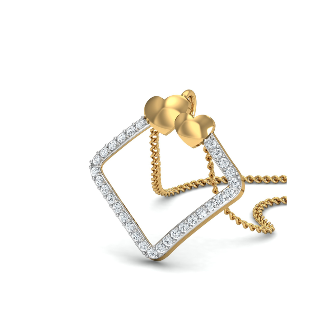 Nidal Jewels | Hearts in a Frame Gold and Diamond Pendant Set