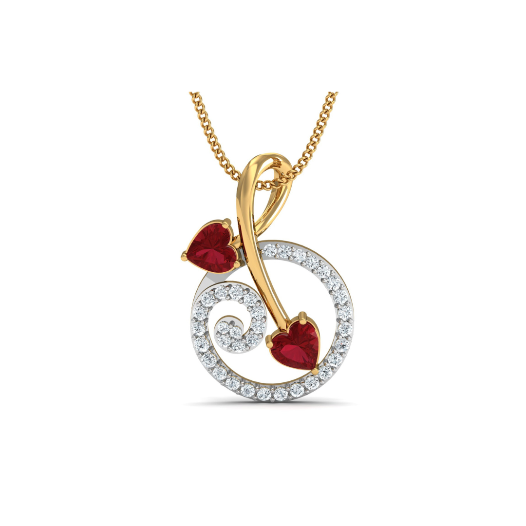 Nidal Jewels | Garnet Bouqet Gold and Diamond Pendant Set