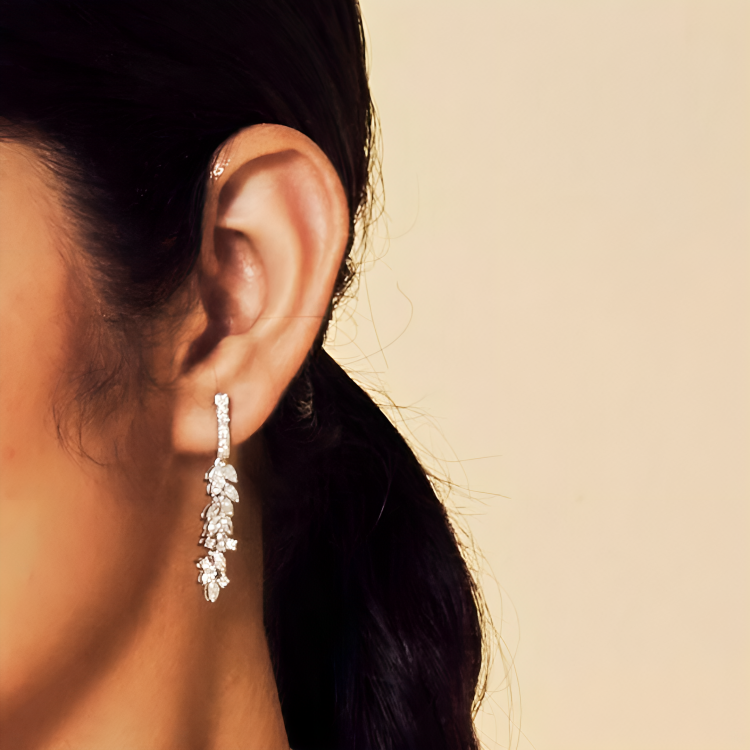 Nidal Jewels | Eternal Grace Leaf Dangle Earrings - Nidal Jewels