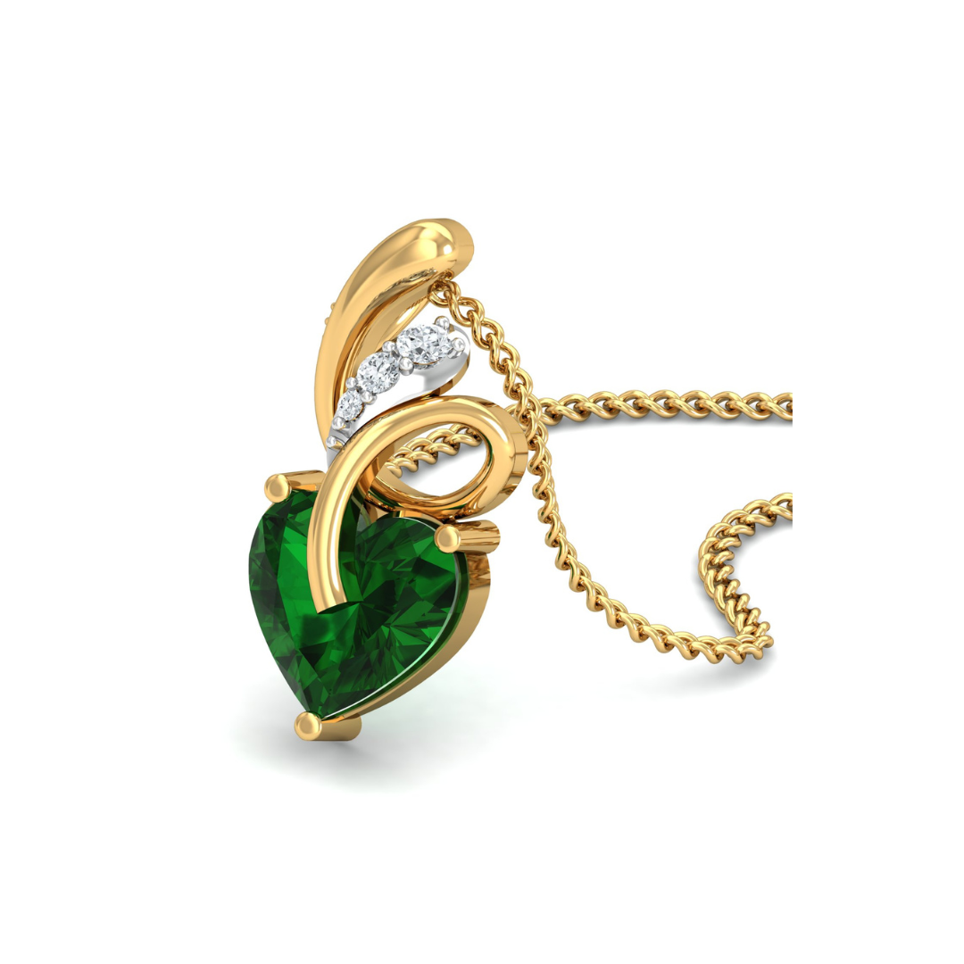 Nidal Jewels | Heart of Emerald Gold and Diamond Pendant Set