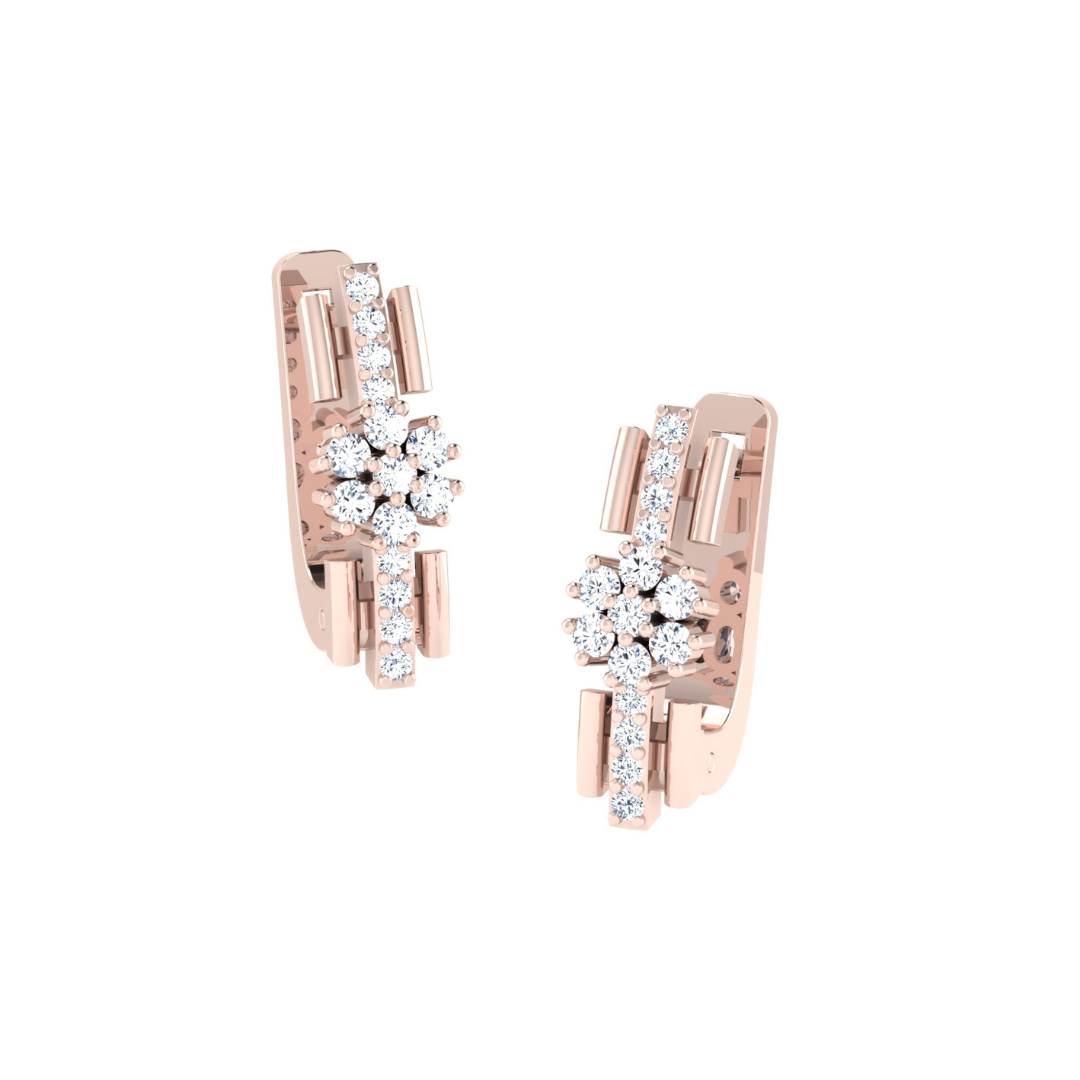 Nidal Jewels | Baroque Bloom Rosegold Diamond Hoops - Nidal Jewels