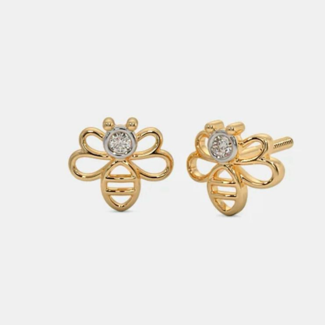Nidal Jewels | Bee-Shaped Gold Stud Earrings