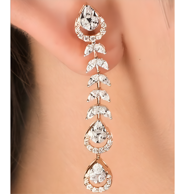 Nidal Jewels | IGI Certified Leaf and Teardrop Diamond Danglers