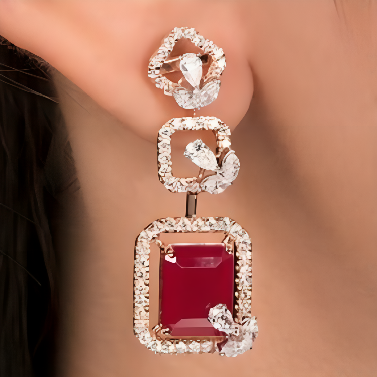 Nidal Jewels | IGI Certified Crimson Royale Earrings