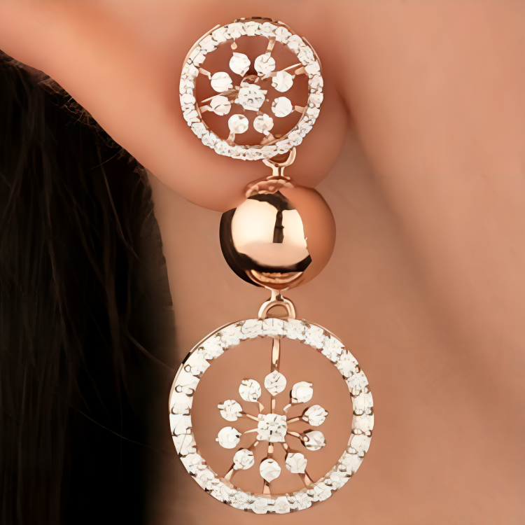 Nidal Jewels | IGI Certified Circular Floral Motif Diamond Earrings