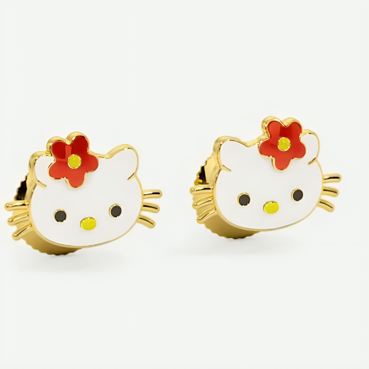 Nidal Jewels | Flowered Kitty Face Stud Earrings