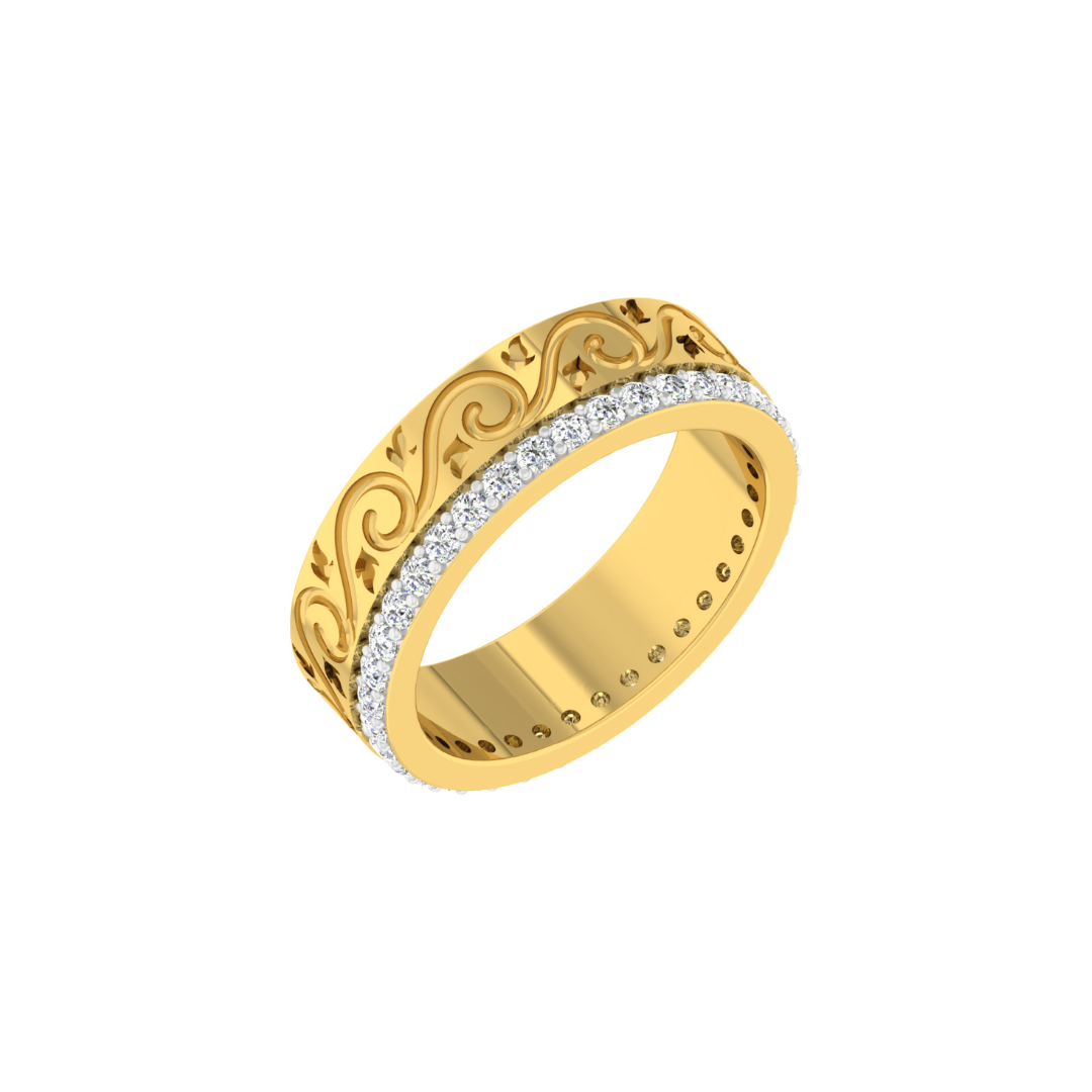 Nidal Jewels| Elle Carved Gold and Diamond Band