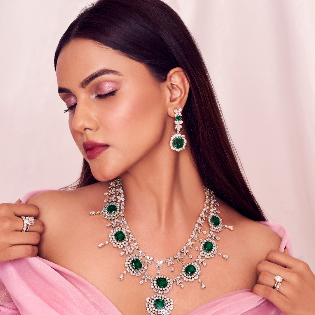 Nidal Jewels | Radiant Emerald Floral Necklace