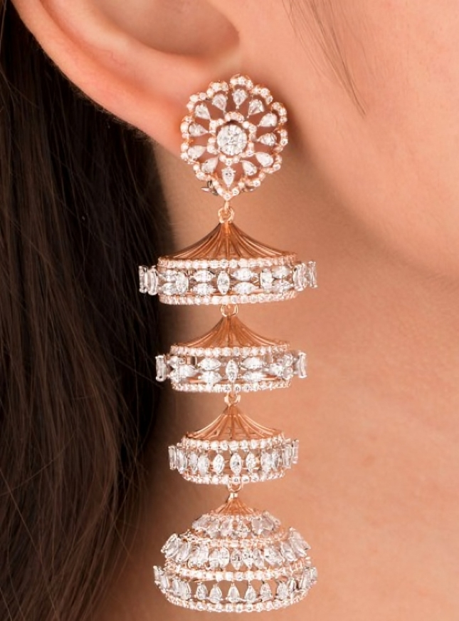 Nidal Jewels | IGI Certified Chandrika Cascade Jhumka