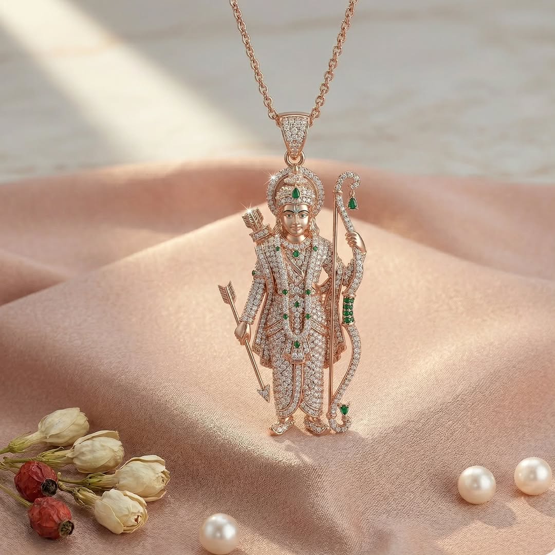 Shri Ram Diamond Pendant Necklace | Nidal Jewels