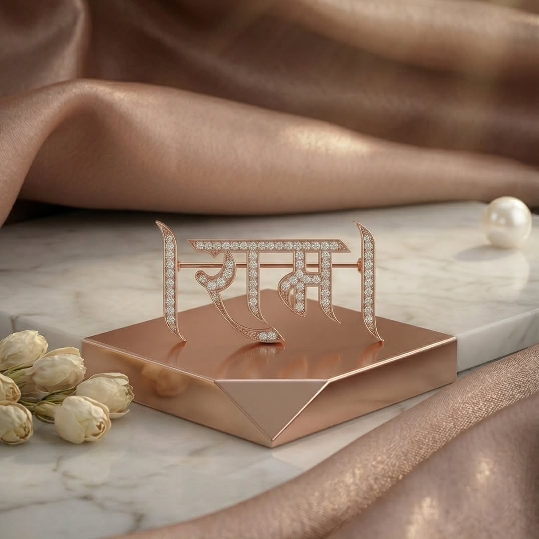 Ram Naam Diamond Brooch | Spiritual Luxury Pin